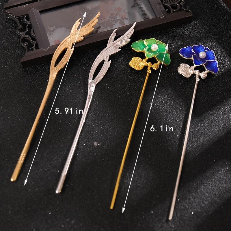 Flower Hairpin Metal Hair Pin Ancient Style Gift For Her