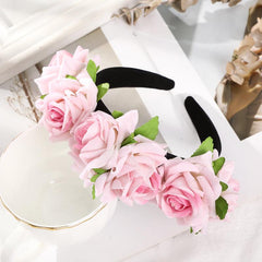 Rose Flower Floral Crown Boho Headband Solid Vintage Hairband