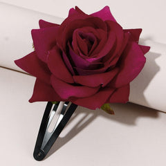 Red Rose Hair Clip Flower Hair Pin Barrette Vintage Women's Hair Accessories Gif