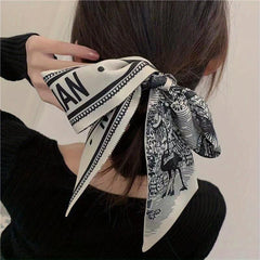Silk Scarf Headband Thin Long Scarf Vintage Hair Scarf