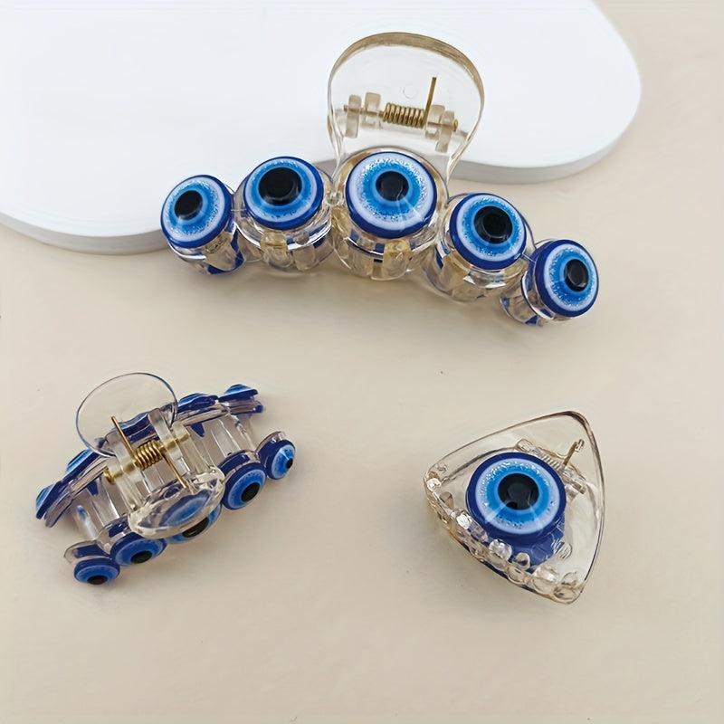 3pcs Devil's Eye Hair Claw Non-slip Ponytail Clip Hair Accessories
