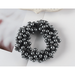 4pcs Faux Pearl Beaded Hair Tie Hair Rope Rhinestone Hair Ring