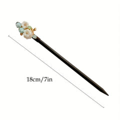 Vintage Flower Hairpin Tassel Faux Pearl Rhinestone Hair Stick