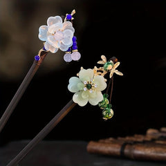 Vintage Flower Hairpin Tassel Faux Pearl Rhinestone Hair Stick