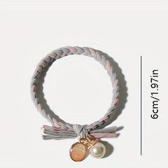 Faux Pearl Decor Hair Tie Braided Hair Ring Hair Rope High Elasticity