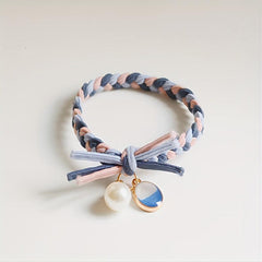 Faux Pearl Decor Hair Tie Braided Hair Ring Hair Rope High Elasticity