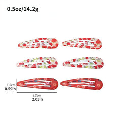 6pcs Cherry Floral Printed Hair Clips for Girls