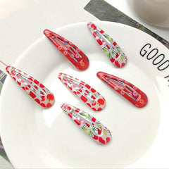 6pcs Cherry Floral Printed Hair Clips for Girls
