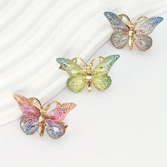 3pcs Gradient Butterfly Hair Clips Acrylic Side Clips Insect Headwear