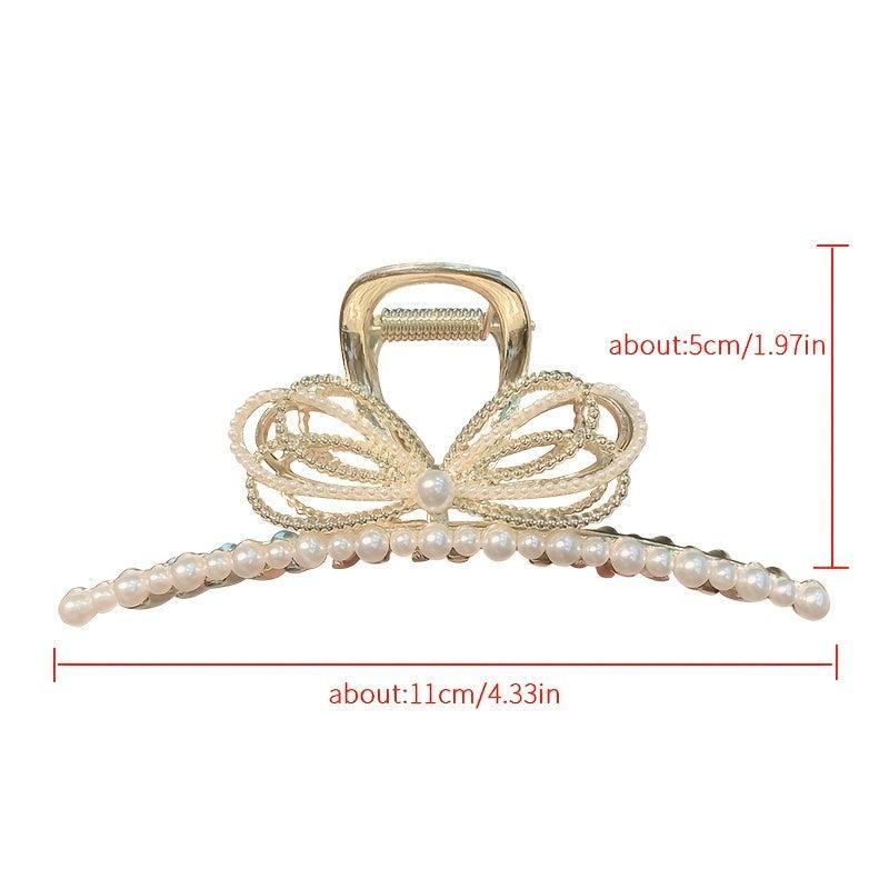 Pearls Hair Claw Bowknot Thick Hair Clip Large Nonslip Hair Styling Accessories