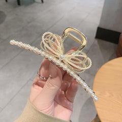 Pearls Hair Claw Bowknot Thick Hair Clip Large Nonslip Hair Styling Accessories