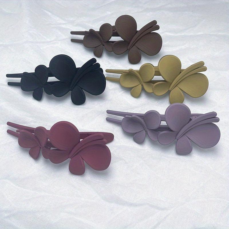 5pcs Frosted Butterfly Hair Clips Sweet Duck Billed Clips Hair Barrette