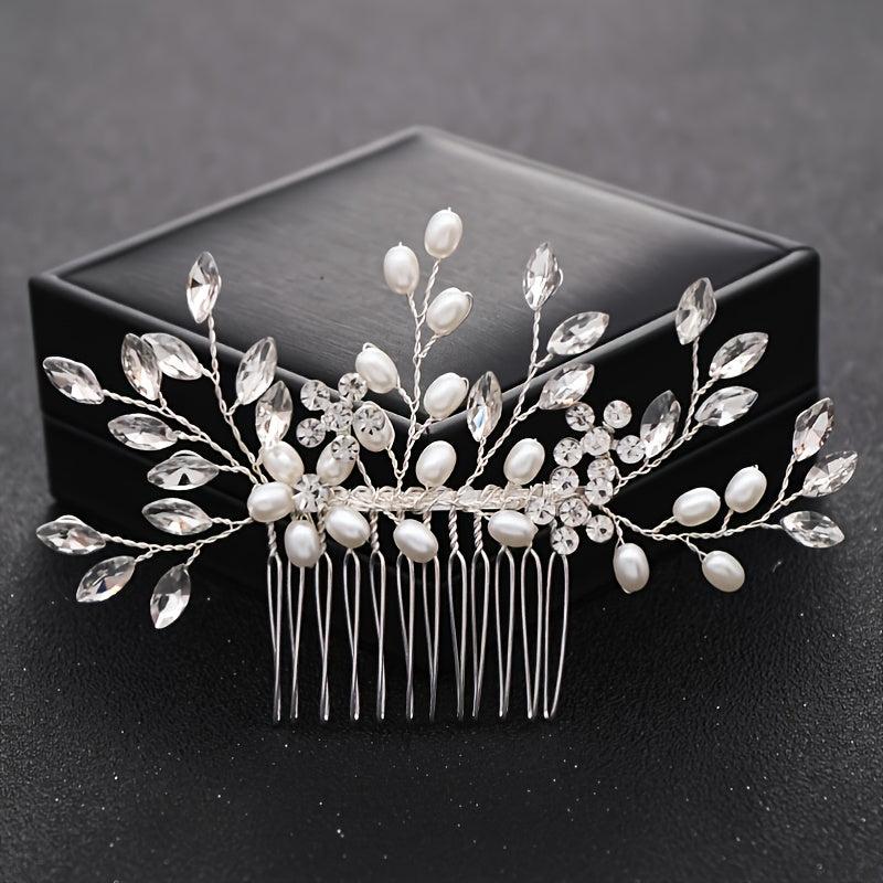 Crystal Flower Bridal Hair Comb with Silver Accents