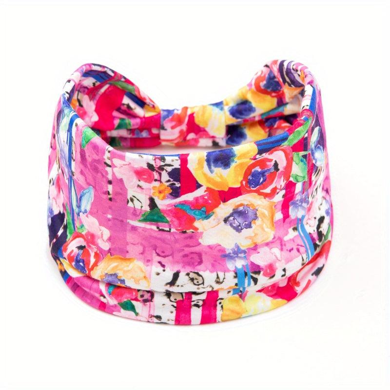 Tie Dye Flower Print Knot Headband Ladies Sports Fitness Yoga Headband