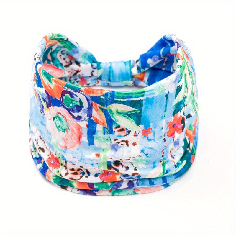 Tie Dye Flower Print Knot Headband Ladies Sports Fitness Yoga Headband