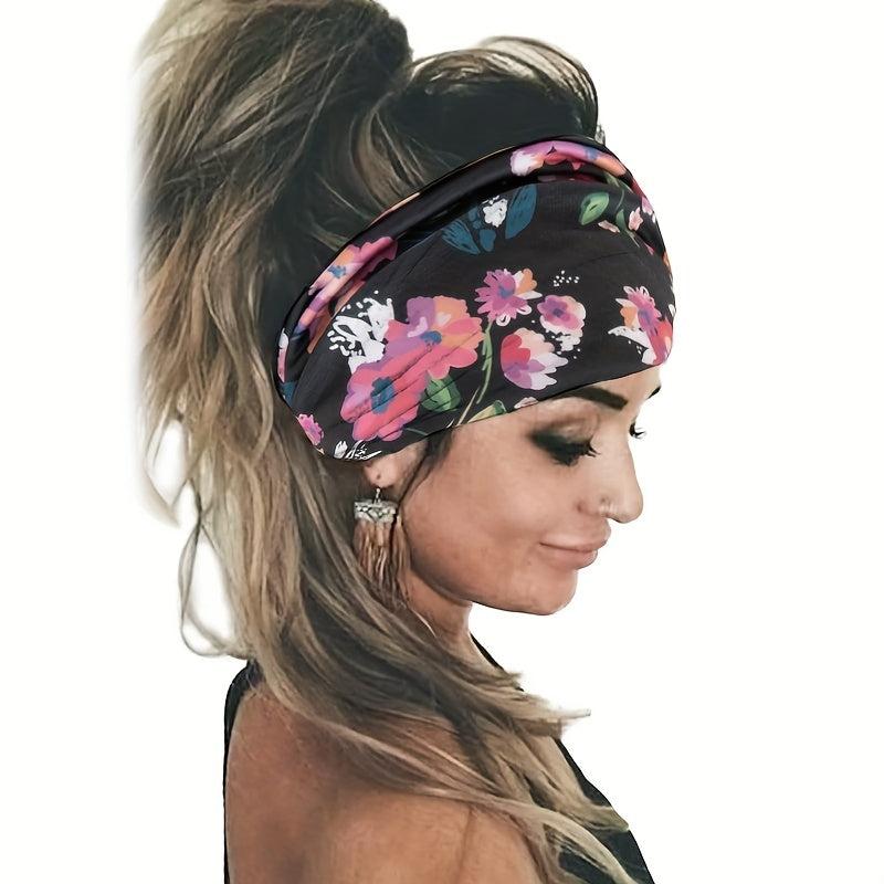 Tie Dye Flower Print Knot Headband Ladies Sports Fitness Yoga Headband