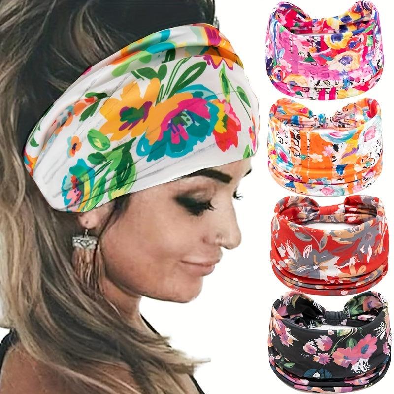 Tie Dye Flower Print Knot Headband Ladies Sports Fitness Yoga Headband