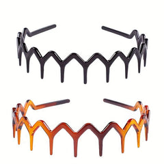 2pcs Wavy Headband Teethed Hair Band Resin Durable Headdress for Skincare