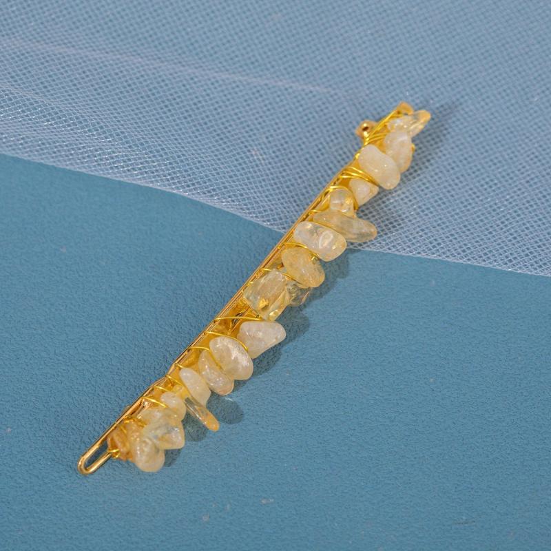 Natural Crystal Small Stone Hair Clip for Women