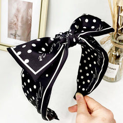 Polka Dot Bow Knot Hair Hoop Vintage Headband Block Hair Accessory
