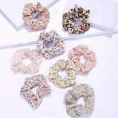 8pcs Floral Large Scrunchie Hair Rope Retro Flower Hair Accessories
