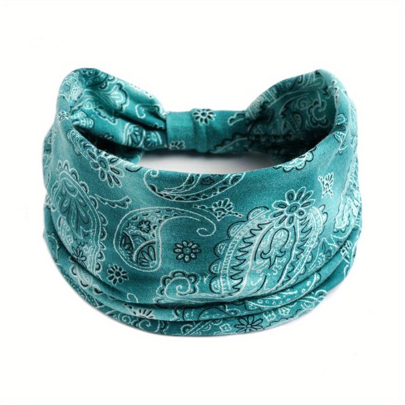 Boho Paisley Print Stretchy Headband Elastic Sports Sweatband
