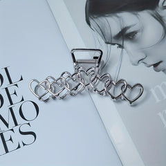 Heart Hair Claw Clip Silvery Non Slip Strong Hold Grip Hair Jaw Clip