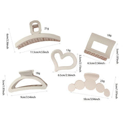 5pcs Heart Hair Claw Clips Matte Hair Catch Clips