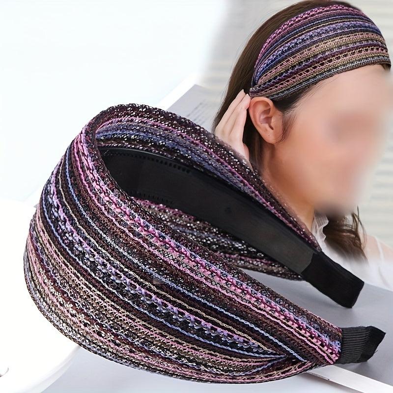 Wide Lace Headbands Non Slip Hair Band Headwraps Embroidery Hair Hoop