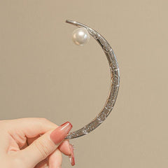 Moon Hairpin Flower Hair Pin Chignon Hair Clasp Girl Women Faux Pearl Hair Clip