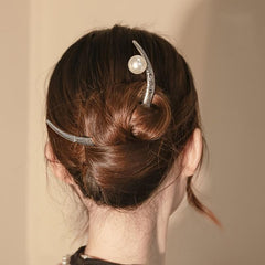 Moon Hairpin Flower Hair Pin Chignon Hair Clasp Girl Women Faux Pearl Hair Clip