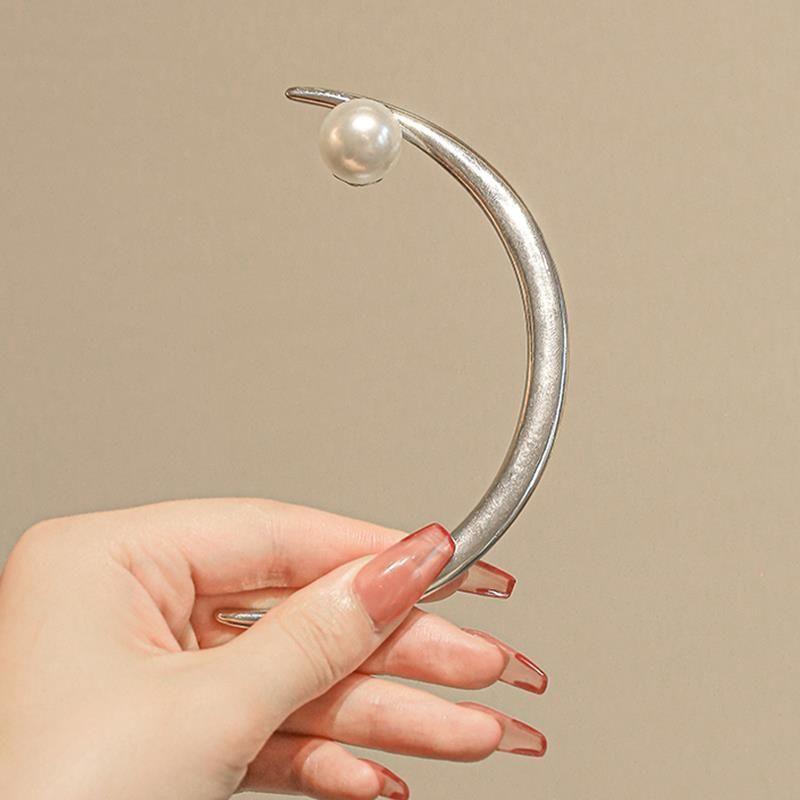 Moon Hairpin Flower Hair Pin Chignon Hair Clasp Girl Women Faux Pearl Hair Clip