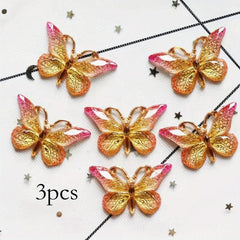 3pcs Butterfly Hair Clip Gradient Crackle Flaw Print Headwear