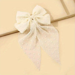 Dot Mesh Hairclip Embroidered Bow Knot Hairpin
