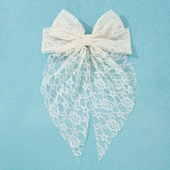Dot Mesh Hairclip Embroidered Bow Knot Hairpin