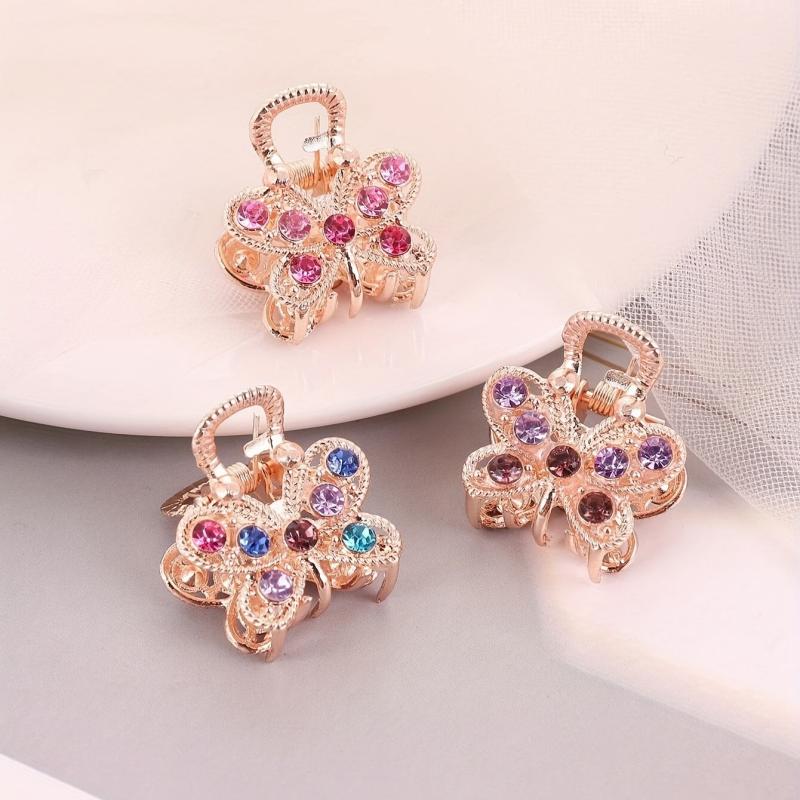 3pcs Rhinestone Hair Claw Butterfly Heart Hair Accessories