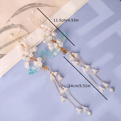 Vintage Chinese Style Hanfu Hairpin with Faux Pearl Flower Leaf