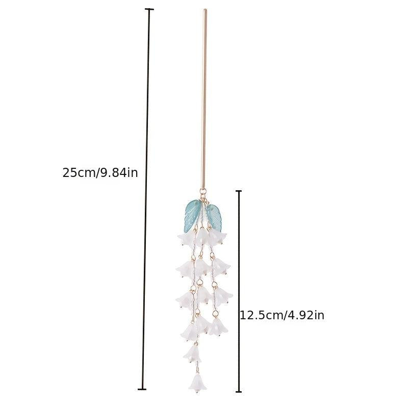 Vintage Chinese Style Hanfu Hairpin with Faux Pearl Flower Leaf