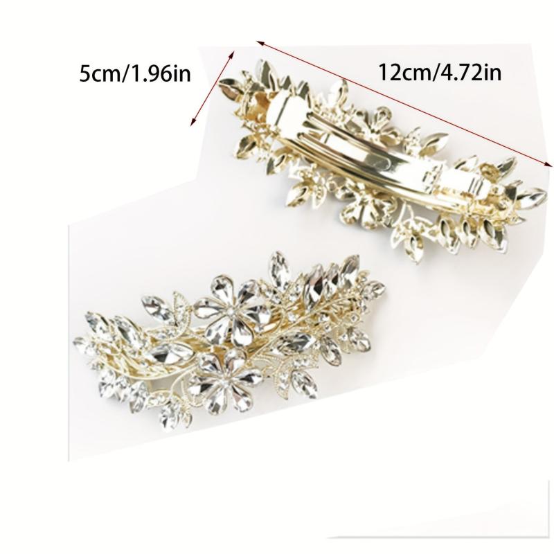 Crystal Flower Barrette Glitter Hair Clip French Barrette Bridal Hair Accessorie