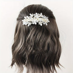 Crystal Flower Barrette Glitter Hair Clip French Barrette Bridal Hair Accessorie