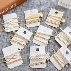 Pearl Bangs Hair Clip Barrette Bobby Pin Metal Accessory