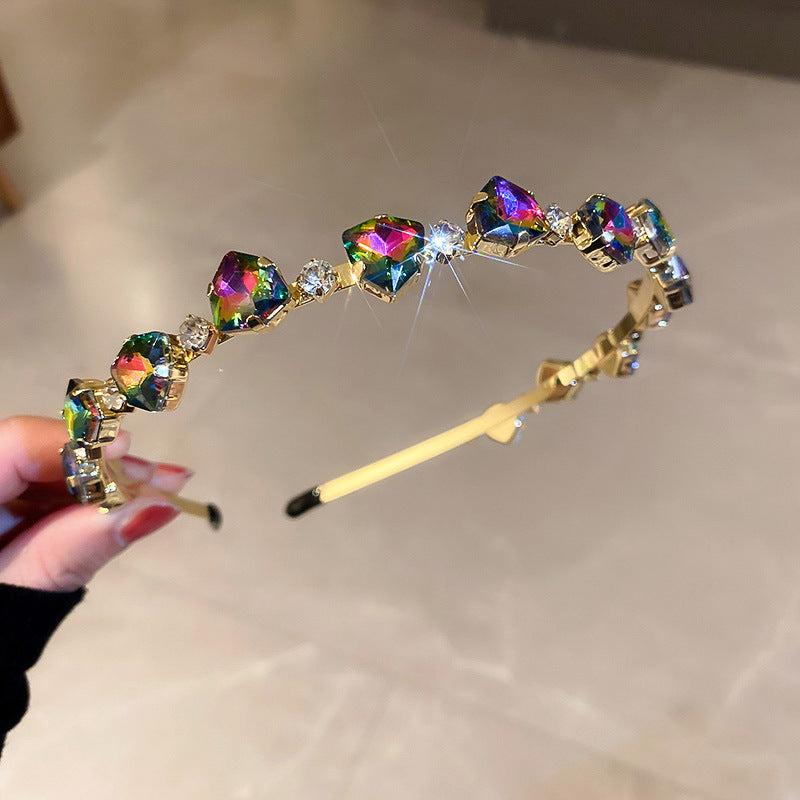 Colorful Rhinestone Hairband Non Slip Glitter Headband for Women Girls