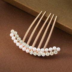 Faux Pearl Rhinestone Hair Comb Hairpin Party Favor Decor