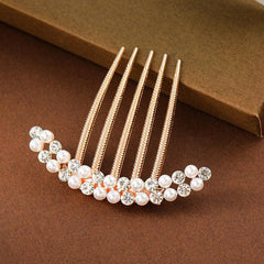 Faux Pearl Rhinestone Hair Comb Hairpin Party Favor Decor
