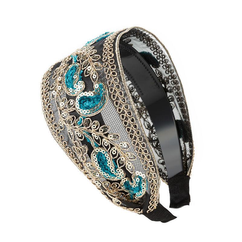 Vintage Boho Lace Embroidered Wide Headband Gift