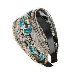 Vintage Boho Lace Embroidered Wide Headband Gift