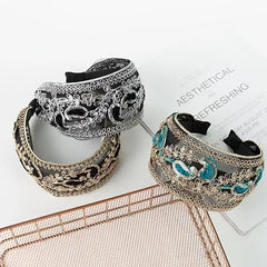 Vintage Boho Lace Embroidered Wide Headband Gift