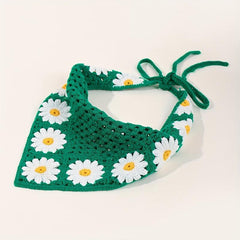 Boho Crochet Bandana Flower Pattern Headband Scarf Hair Wrap