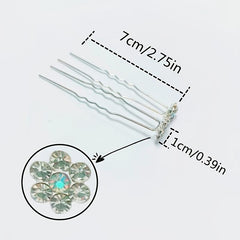 20pcs Bridal Crystal Rhinestone U Hairpins Wedding Party Women Hair Accessories