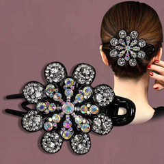Crystal Rhinestone Barrettes Flower Hair Clips for Women and Girls